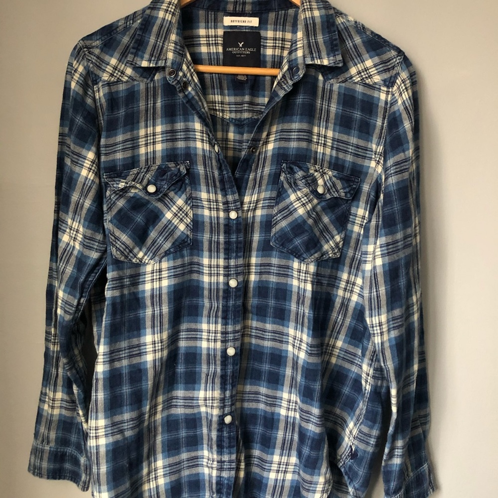 AE Boyfriend Fit Plaid Thermal